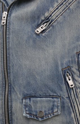 Мужская джинсовая куртка AMIRI синего цвета, арт. MDT007-408 | Фото 5 (Кросс-КТ: Куртка, Деним; Рукава: Длинные; Стили: Гранж; Материал внешний: Хлопок, Деним; Длина (верхняя одежда): Короткие)