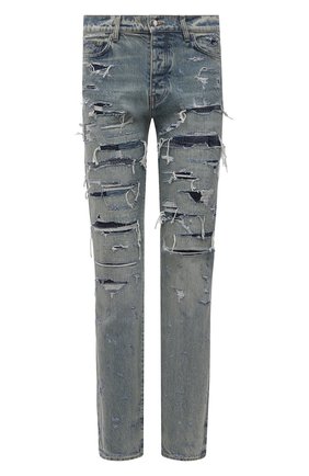 Мужские джинсы AMIRI синего цвета, арт. MDR001-405 | Фото 1 (Кросс-КТ: Деним; Длина (брюки, джинсы): Стандартные; Детали: Потертости; Стили: Гранж; Силуэт М (брюки): Прямые; Материал внешний: Хлопок, Деним)