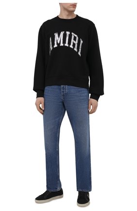Мужской хлопковый свитшот AMIRI черного цвета по цене 73350 руб., арт. MJSC001-001 | Фото 2 Мужской хлопковый свитшот AMIRI черного цвета, арт. MJSC001-001 | Фото 2
