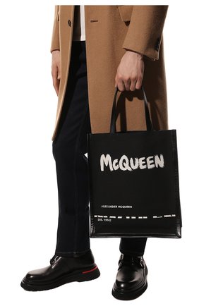 Мужская текстильная сумка-шопер ALEXANDER MCQUEEN черного цвета, арт. 653165/2B410 | Фото 2 (Материал: Текстиль; Размер: large)