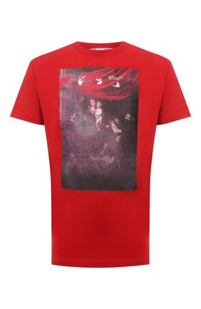 Мужская хлопковая футболка OFF-WHITE красного цвета по цене 27200 руб., арт. 0MAA027S21JER010 | Фото 1 Мужская хлопковая футболка OFF-WHITE красного цвета, арт. 0MAA027S21JER010 | Фото 1
