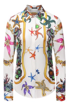 Женская шелковая рубашка VERSACE разноцветного цвета по цене 94400 руб., арт. A84722/1F01000 | Фото 1 Женская шелковая рубашка VERSACE разноцветного цвета, арт. A84722/1F01000 | Фото 1