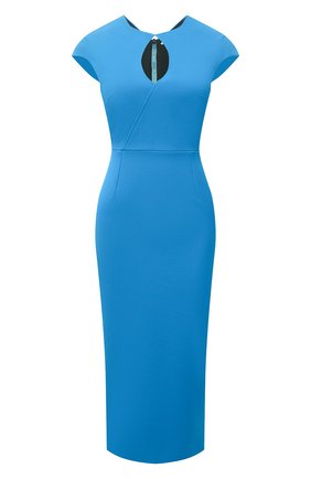 Женское платье ROLAND MOURET синего цвета по цене 92600 руб., арт. SS21/S2270/F2196 | Фото 1 Женское платье ROLAND MOURET синего цвета, арт. SS21/S2270/F2196 | Фото 1 (Материал внешний: Синтетический материал; Случай: Формальный; Стили: Романтичный; Женское Кросс-КТ: Платье-одежда; Материал подклада: Синтетический материал; Рукава: Короткие; Длина Ж (юбки, платья, шорты): Миди)