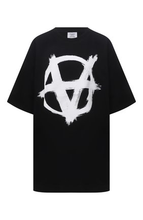 Женская хлопковая футболка VETEMENTS черного цвета по цене 44050 руб., арт. UA52TR490W 1602/W | Фото 1 Женская хлопковая футболка VETEMENTS черного цвета, арт. UA52TR490W 1602/W | Фото 1
