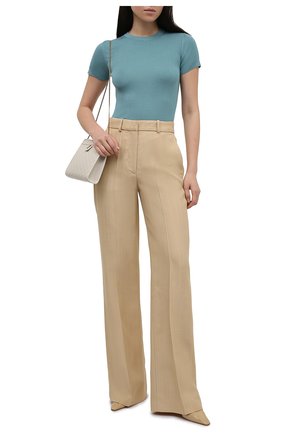 Женская шелковая футболка RALPH LAUREN бирюзового цвета по цене 58850 руб., арт. 290710199 | Фото 2 Женская шелковая футболка RALPH LAUREN бирюзового цвета, арт. 290710199 | Фото 2