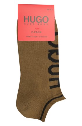 Мужские комплект из двух пар носков HUGO хаки цвета, арт. 50401967 | Фото 1 (Материал внешний: Хлопок; Кросс-КТ: бельё)