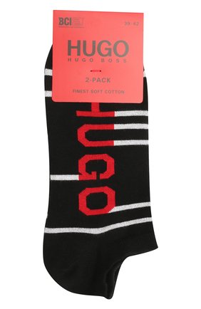 Мужские комплект из двух пар носков HUGO черного цвета, арт. 50454397 | Фото 1 (Материал внешний: Хлопок; Кросс-КТ: бельё)