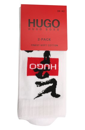 Мужские комплект из двух пар носков HUGO белого цвета по цене 1600 руб., арт. 50449848 | Фото 1 Мужские комплект из двух пар носков HUGO белого цвета, арт. 50449848 | Фото 1 (Материал внешний: Хлопок; Кросс-КТ: бельё)