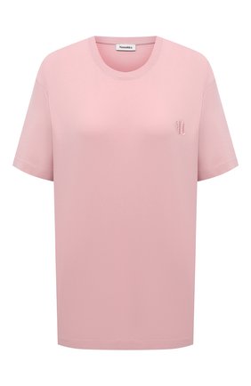Женская хлопковая футболка NANUSHKA розового цвета по цене 9910 руб., арт. REECE_PINK_0RGANIC JERSEY | Фото 1 Женская хлопковая футболка NANUSHKA розового цвета, арт. REECE_PINK_0RGANIC JERSEY | Фото 1