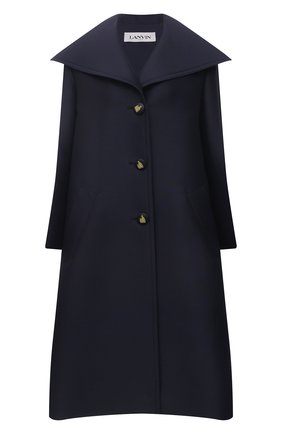 Женское пальто из шерсти и шелка LANVIN темно-синего цвета по цене 318000 руб., арт. RW-C00003-4869-E21 | Фото 1 Женское пальто из шерсти и шелка LANVIN темно-синего цвета, арт. RW-C00003-4869-E21 | Фото 1
