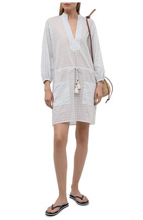 Женская хлопковая туника TORY BURCH голубого цвета по цене 29450 руб., арт. 82129 | Фото 2 Женская хлопковая туника TORY BURCH голубого цвета, арт. 82129 | Фото 2
