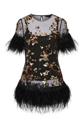 Женский топ с перьевой отделкой JENNY PACKHAM черного цвета по цене 232500 руб., арт. GGT101 | Фото 1 Женский топ с перьевой отделкой JENNY PACKHAM черного цвета, арт. GGT101 | Фото 1