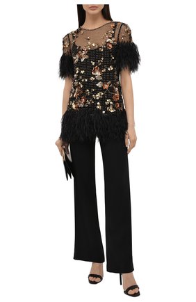 Женский топ с перьевой отделкой JENNY PACKHAM черного цвета по цене 232500 руб., арт. GGT101 | Фото 2 Женский топ с перьевой отделкой JENNY PACKHAM черного цвета, арт. GGT101 | Фото 2