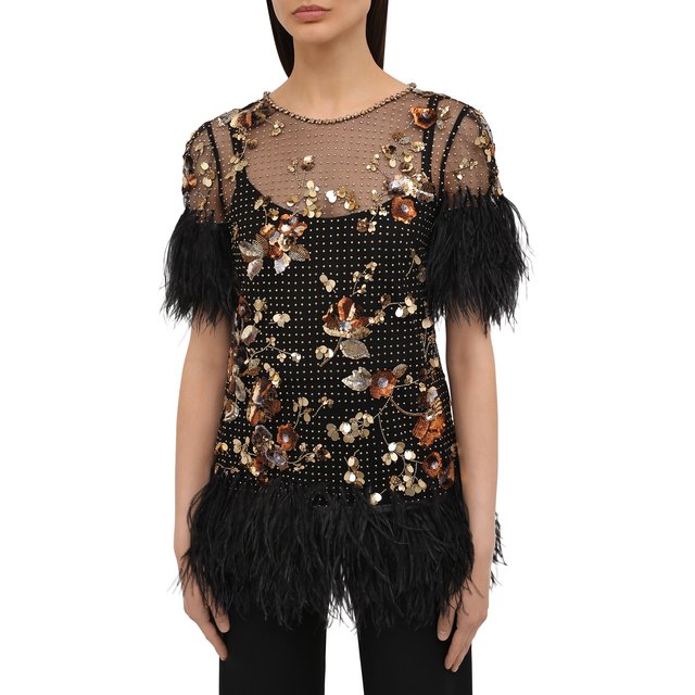 фото Топ с перьевой отделкой jenny packham