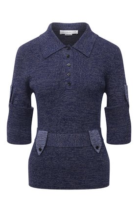 Женский хлопковый пуловер VICTORIA BECKHAM синего цвета по цене 68800 руб., арт. 1221KJU002787A | Фото 1 Женский хлопковый пуловер VICTORIA BECKHAM синего цвета, арт. 1221KJU002787A | Фото 1