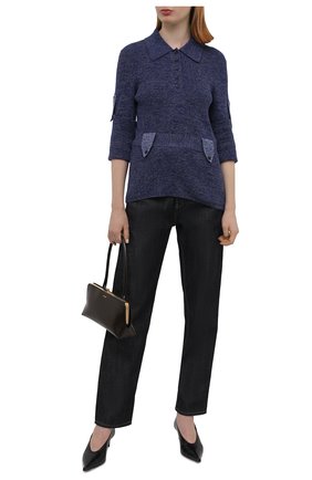 Женский хлопковый пуловер VICTORIA BECKHAM синего цвета по цене 68800 руб., арт. 1221KJU002787A | Фото 2 Женский хлопковый пуловер VICTORIA BECKHAM синего цвета, арт. 1221KJU002787A | Фото 2