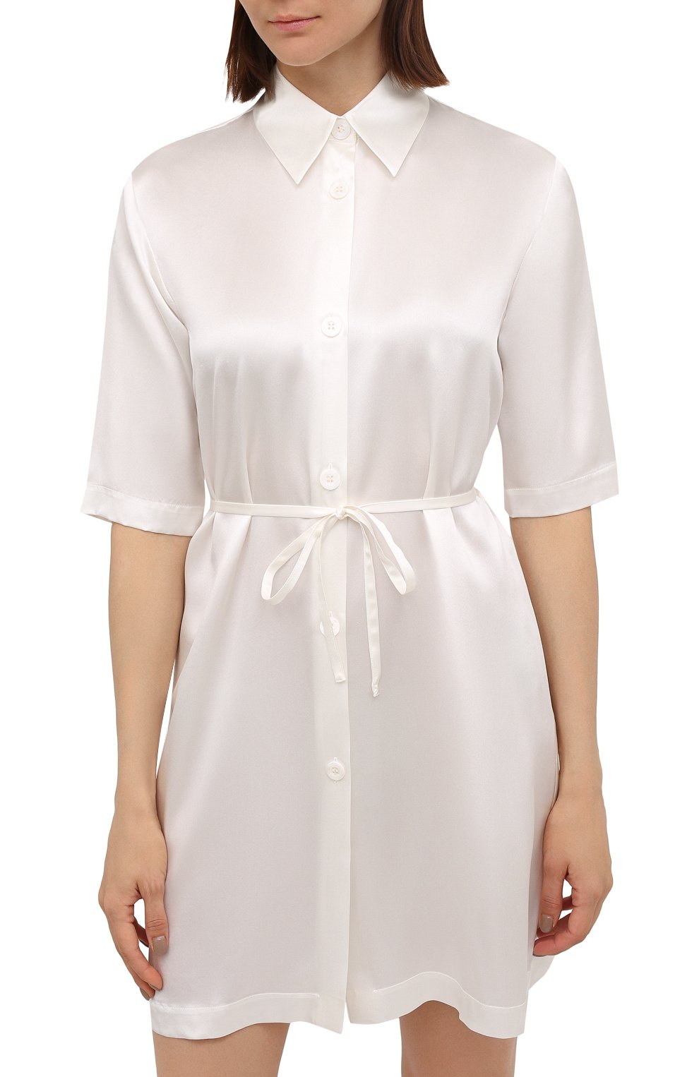 Женская шелковая сорочка LA PERLA кремвого цвета, арт. 0046940 | Фото 3 (Материал внешний: Шелк)
