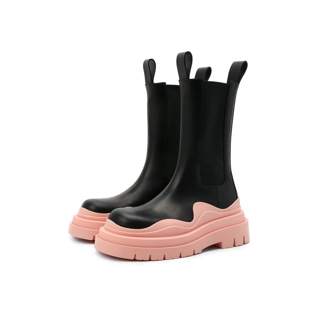 Кожаные ботинки BV Tire Bottega Veneta розового цвета