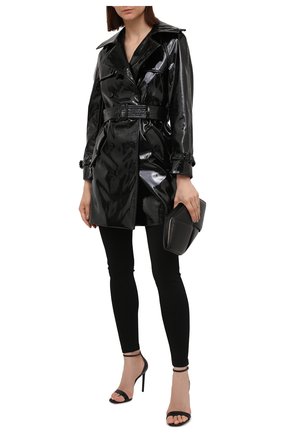 Женский плащ SAINT LAURENT черного цвета по цене 238500 руб., арт. 660962/Y7B13 | Фото 2 Женский плащ SAINT LAURENT черного цвета, арт. 660962/Y7B13 | Фото 2 (Материал внешний: Синтетический материал; Рукава: Длинные; Материал подклада: Купро; Стили: Гламурный, Классический; Длина (верхняя одежда): До середины бедра)