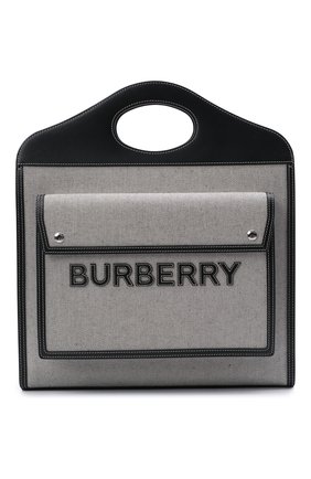 Женская сумка pocket cabas BURBERRY черно-белого цвета по цене 122000 руб., арт. 8041113 | Фото 1 Женская сумка pocket cabas BURBERRY черно-белого цвета, арт. 8041113 | Фото 1 (Сумки-технические: Сумки top-handle, Сумки через плечо; Материал: Текстиль; Размер: large)