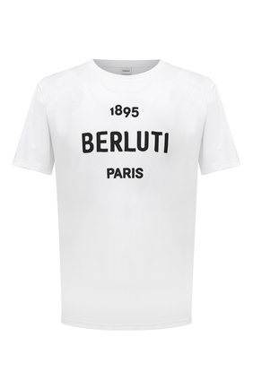 Мужская хлопковая футболка BERLUTI белого цвета, арт. R18JRS50-003 | Фото 1 (Длина (для топов): Стандартные; Материал внешний: Хлопок; Стили: Кэжуэл; Рукава: Короткие; Принт: С принтом)