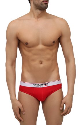 Мужские хлопковые брифы DSQUARED2 красного цвета по цене 4995 руб., арт. D9L613530 | Фото 2 Мужские хлопковые брифы DSQUARED2 красного цвета, арт. D9L613530 | Фото 2