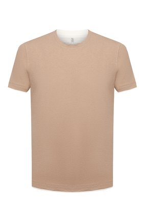 Мужская хлопковая футболка BRUNELLO CUCINELLI бежевого цвета, арт. M0T617427 | Фото 1
