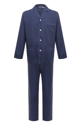Мужская хлопковая пижама ROBERTO RICETTI синего цвета, арт. PIGIAMA VENEZIA LUNG0/B2602 | Фото 1 (Длина (для топов): Стандартные; Длина (брюки, джинсы): Стандартные; Рукава: Длинные; Материал внешний: Хлопок; Кросс-КТ: домашняя одежда)