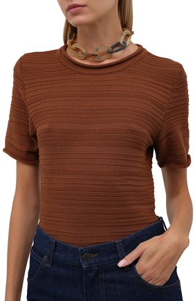Женское колье BRUNELLO CUCINELLI темно-коричневого цвета по цене 69950 руб., арт. MC0W9G271P | Фото 2 Женское колье BRUNELLO CUCINELLI темно-коричневого цвета, арт. MC0W9G271P | Фото 2