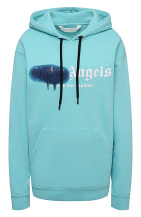 Женский хлопковое худи PALM ANGELS бирюзового цвета по цене 33950 руб., арт. PWBB023S21FLE0185146 | Фото 1 Женский хлопковое худи PALM ANGELS бирюзового цвета, арт. PWBB023S21FLE0185146 | Фото 1