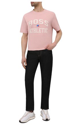Мужская хлопковая футболка boss x russell athletic BOSS розового цвета, арт. 50457336 | Фото 2 (Материал внешний: Хлопок; Рукава: Короткие; Длина (для топов): Стандартные; Принт: С принтом; Стили: Спорт-шик; Кросс-КТ: Спорт)