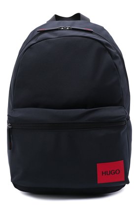 Мужской текстильный рюкзак HUGO темно-синего цвета, арт. 50455562 | Фото 1 (Ремень/цепочка: На ремешке; Материал: Текстиль; Размер: large)
