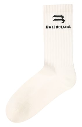 Мужские хлопковые носки BALENCIAGA белого цвета по цене 9950 руб., арт. 657605/4A9B1 | Фото 1 Мужские хлопковые носки BALENCIAGA белого цвета, арт. 657605/4A9B1 | Фото 1 (Кросс-КТ: бельё; Материал внешний: Хлопок)
