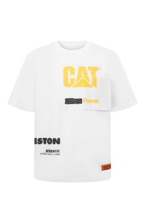 Мужская хлопковая футболка heron preston x cat HERON PRESTON белого цвета по цене 31150 руб., арт. HMAA028S21JER0010118 | Фото 1 Мужская хлопковая футболка heron preston x cat HERON PRESTON белого цвета, арт. HMAA028S21JER0010118 | Фото 1