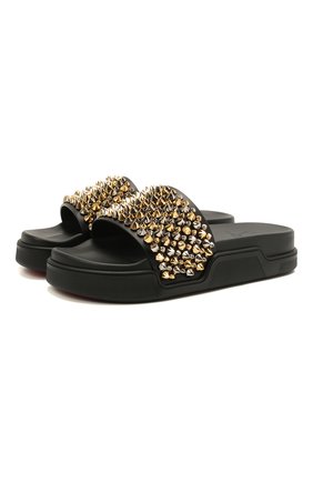 Мужские кожаные шлепанцы the pool roc CHRISTIAN LOUBOUTIN черного цвета по цене 56550 руб., арт. 1210886/P00L R0C FLAT | Фото 1 Мужские кожаные шлепанцы the pool roc CHRISTIAN LOUBOUTIN черного цвета, арт. 1210886/P00L R0C FLAT | Фото 1 (Материал внутренний: Натуральная кожа; Материал внешний: Кожа)