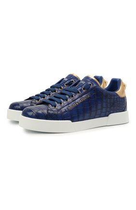 Женские кеды portofino из кожи крокодила DOLCE & GABBANA синего цвета по цене 207500 руб., арт. CK1602/A2W46/CNIL | Фото 1 Женские кеды portofino из кожи крокодила DOLCE & GABBANA синего цвета, арт. CK1602/A2W46/CNIL | Фото 1