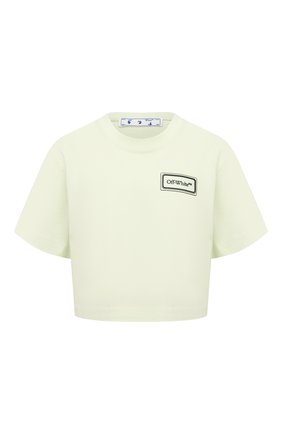 Женская хлопковая футболка OFF-WHITE светло-зеленого цвета по цене 31150 руб., арт. 0WAA090S21JER004 | Фото 1 Женская хлопковая футболка OFF-WHITE светло-зеленого цвета, арт. 0WAA090S21JER004 | Фото 1