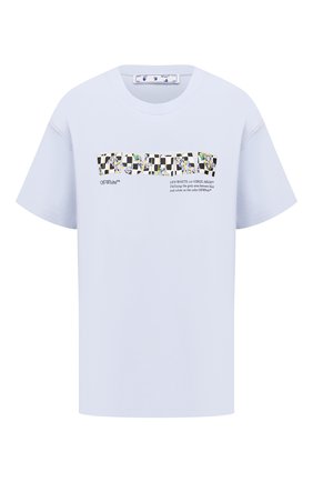 Женская хлопковая футболка OFF-WHITE светло-голубого цвета по цене 27150 руб., арт. 0WAA089S21JER004 | Фото 1