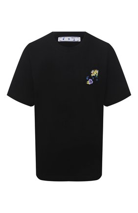 Женская хлопковая футболка OFF-WHITE черного цвета по цене 29750 руб., арт. 0WAA089S21JER002 | Фото 1 Женская хлопковая футболка OFF-WHITE черного цвета, арт. 0WAA089S21JER002 | Фото 1