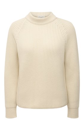 Женский шерстяной свитер SAINT LAURENT кремвого цвета по цене 108000 руб., арт. 609356/YAFH2 | Фото 1