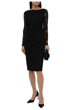 Женское платье из вискозы и хлопка VALENTINO черного цвета по цене 241000 руб., арт. WB3VAW806FR | Фото 2 Женское платье из вискозы и хлопка VALENTINO черного цвета, арт. WB3VAW806FR | Фото 2 (Материал внешний: Хлопок, Вискоза; Материал подклада: Вискоза; Длина Ж (юбки, платья, шорты): До колена; Стили: Романтичный; Рукава: Длинные; Женское Кросс-КТ: Платье-одежда, платье-футляр; Случай: Формальный)
