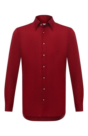 Мужская льняная рубашка ZILLI красного цвета, арт. MFV-17092-1525/ZS3175 | Фото 1 (Манжеты: На пуговицах; Воротник: Кент; Случай: Повседневный; Рукава: Длинные; Рубашки М: Regular Fit; Принт: Однотонные; Длина (для топов): Стандартные; Материал внешний: Лен; Стили: Кэжуэл; Региональные ограничения белый список (Axapta Mercury): RU)
