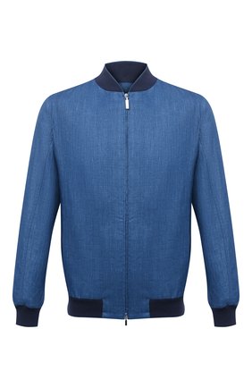 Мужской льняной бомбер ZILLI синего цвета по цене 162500 руб., арт. MFV-17093-6018/0012 | Фото 1 Мужской льняной бомбер ZILLI синего цвета, арт. MFV-17093-6018/0012 | Фото 1