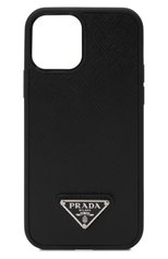 Кожаный чехол для iphone 12 mini PRADA черного цвета, арт. 2ZH131-QHH-F0002 | Фото 1 (Женское Кросс-КТ: Кожа iPhone; Материал: Натуральная кожа)