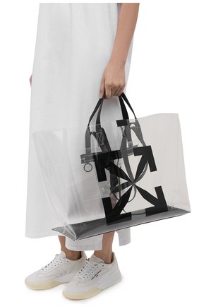 Женский сумка-шопер arrow OFF-WHITE прозрачного цвета по цене 36000 руб., арт. 0MNA162S21PLA001/W | Фото 2 Женский сумка-шопер arrow OFF-WHITE прозрачного цвета, арт. 0MNA162S21PLA001/W | Фото 2
