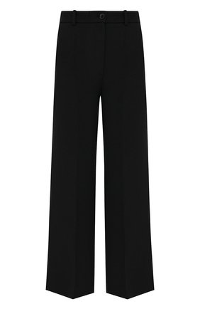 Женские брюки из шерсти и шелка VALENTINO черного цвета, арт. WB3RB4F01CF | Фото 1 (Материал внешний: Шерсть, Шелк; Женское Кросс-КТ: Брюки-одежда; Длина (брюки, джинсы): Стандартные; Стили: Кэжуэл; Силуэт Ж (брюки и джинсы): Широкие)
