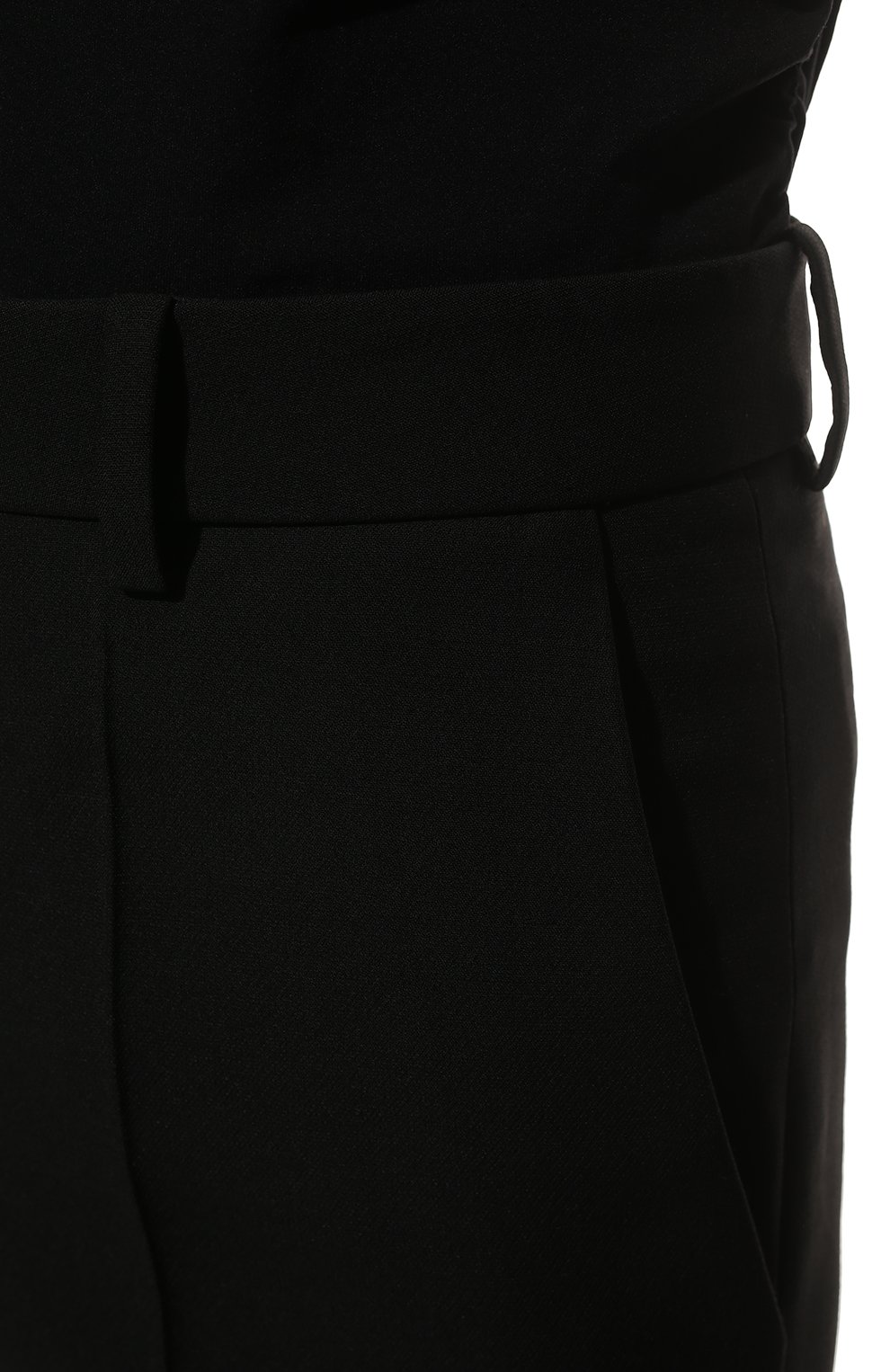 Женские брюки из шерсти и шелка VALENTINO черного цвета, арт. WB3RB4F01CF | Фото 5 (Силуэт Ж (брюки и джинсы): Широкие; Материал внешний: Шерсть, Шелк; Длина (брюки, джинсы): Стандартные; Женское Кросс-КТ: Брюки-одежда; Стили: Кэжуэл)