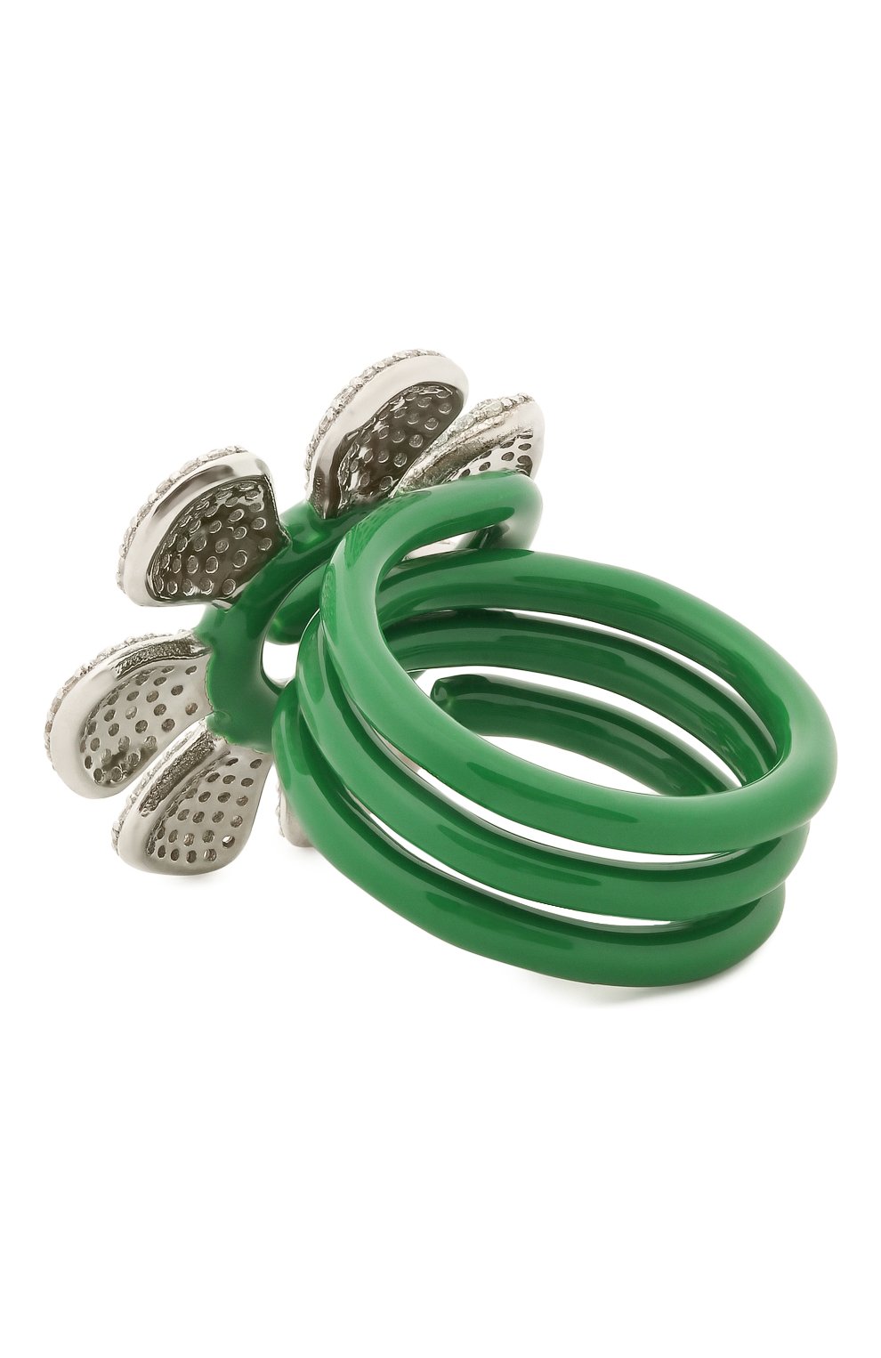 Женское кольцо BOTTEGA VENETA зеленого цвета, арт. 657263/VB0B8 | Фото 2 (Материал: Серебро; Региональные ограничения белый список (Axapta Mercury): RU)