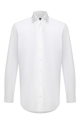Мужская хлопковая сорочка GIORGIO ARMANI белого цвета по цене 35550 руб., арт. 1WGCCZ70/TZ065 | Фото 1 Мужская хлопковая сорочка GIORGIO ARMANI белого цвета, арт. 1WGCCZ70/TZ065 | Фото 1 (Воротник: Кент; Стили: Классический; Принт: Однотонные; Рукава: Длинные; Рубашки М: Regular Fit; Длина (для топов): Стандартные; Материал внешний: Хлопок; Случай: Формальный; Манжеты: На пуговицах)
