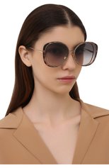 Женские солнцезащитные очки CHLOÉ коричневого цвета, арт. CH0036S 001 | Фото 2 (Региональные ограничения белый список (Axapta Mercury): RU; Тип очков: С/з; Оптика Гендер: оптика-женское; Очки форма: Бабочка)